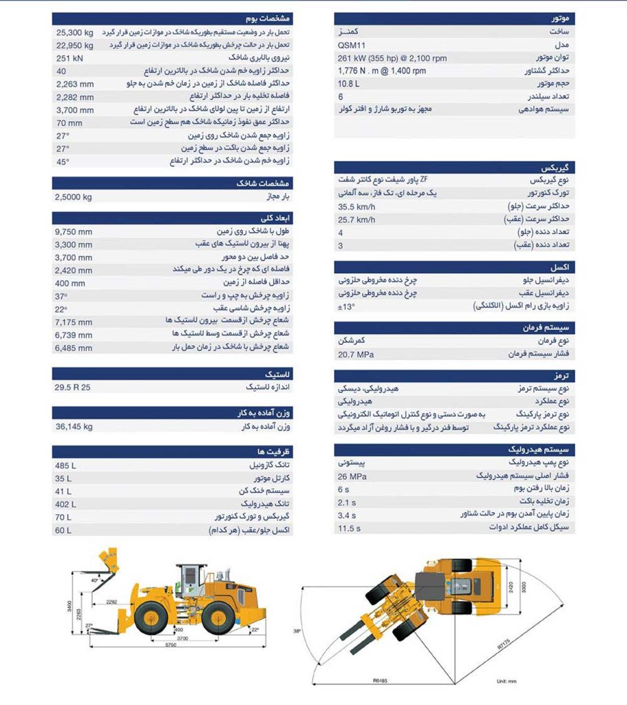 کاتالوگ مشخصات فنی لودر لیوگانگ مدل CLG890